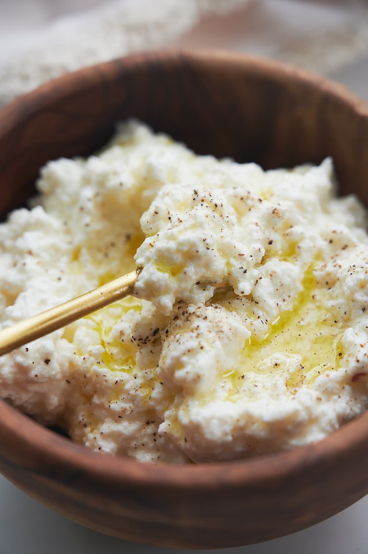 Fresh homemade ricotta cheese