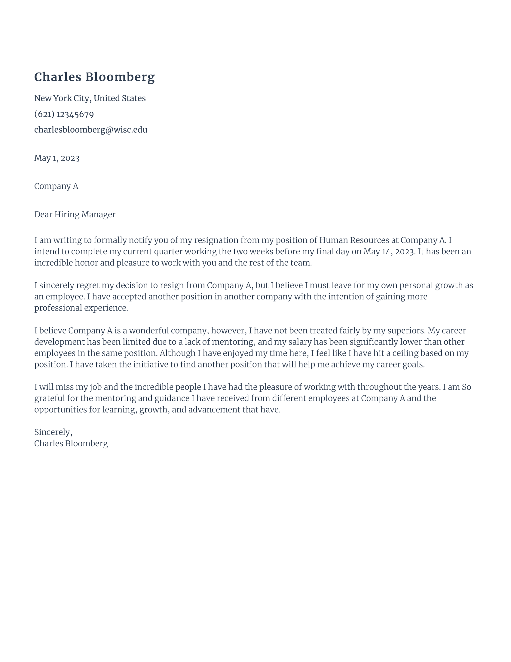 Effective Resignation Letter Writing